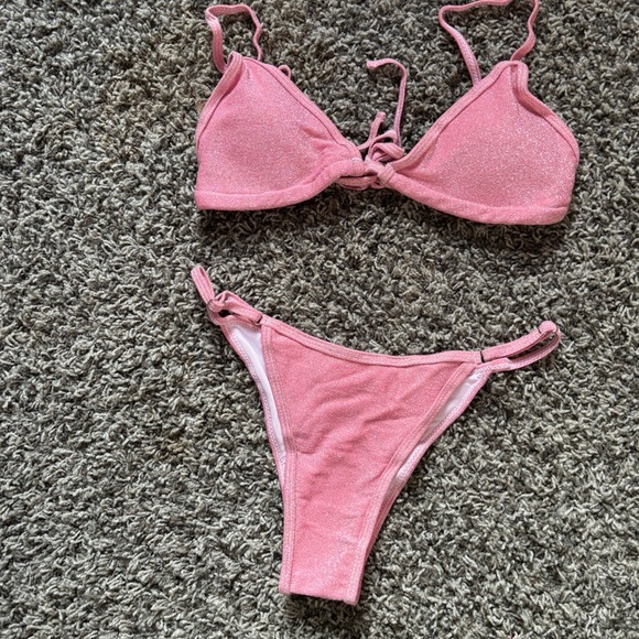 “Pink Glittery Two-Piece Bikini Set - Size Small” - Picture 2 of 7